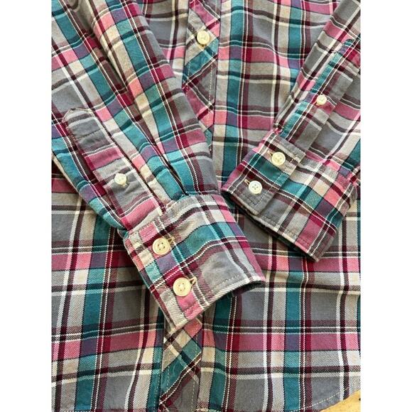 Superbad Shirt Pink Gray Aqua Flannel Button Up Shirt M - Picture 8 of 11